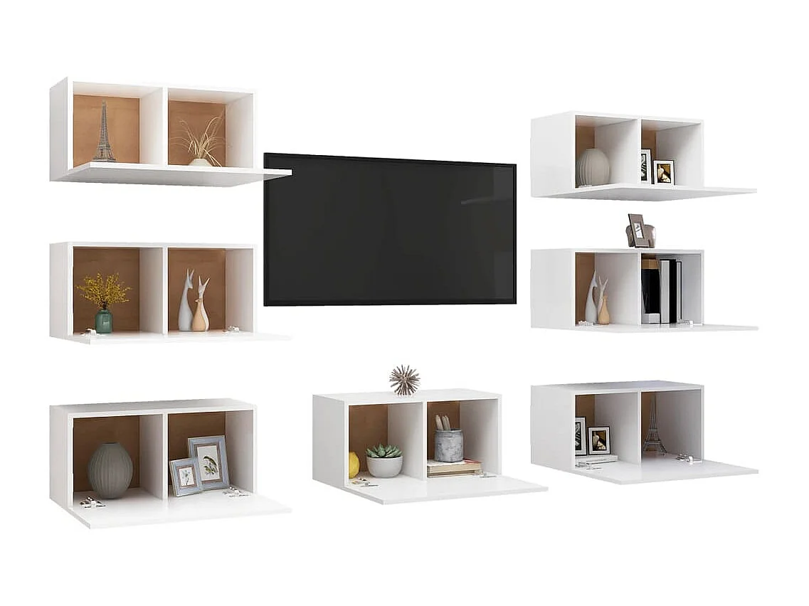 Ceylar  Muebles de salón 7 uds madera ingeniería blanco 30,5x30x60 cm