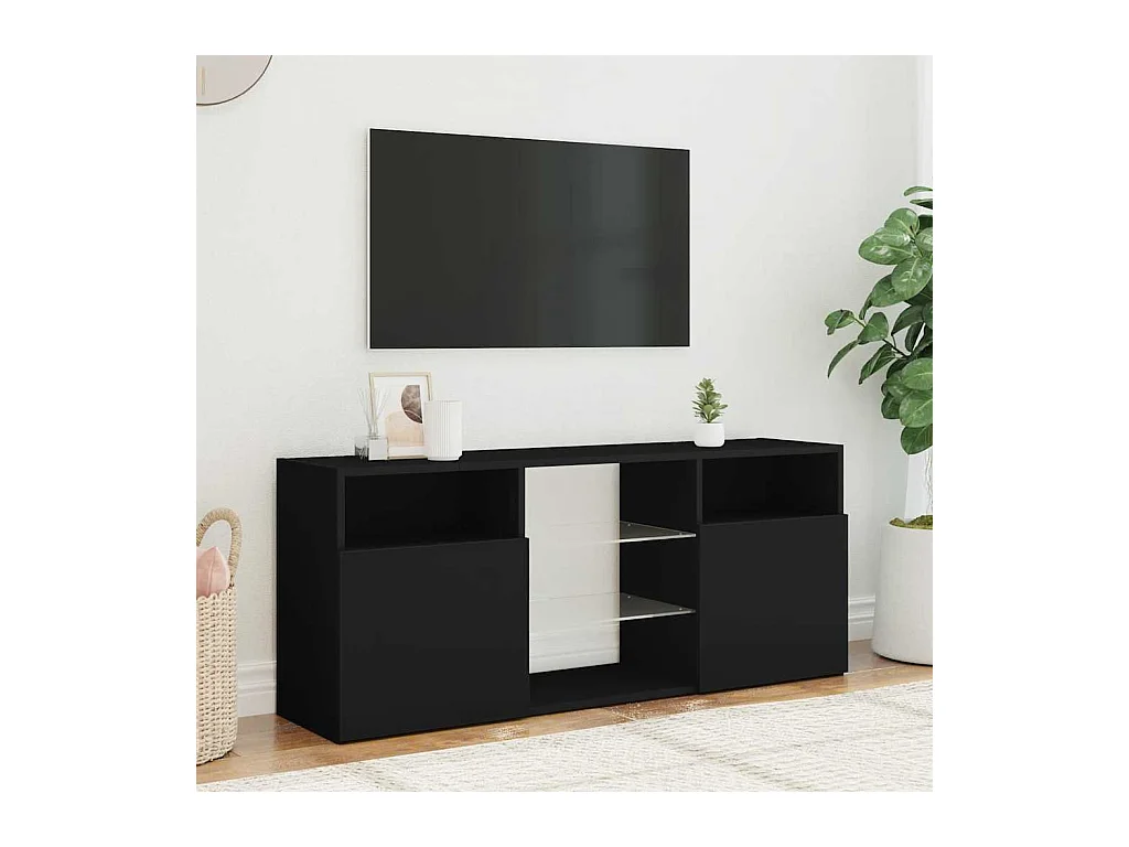 Webster City  Meuble TV avec lumières LED noir 120x30x50 cm