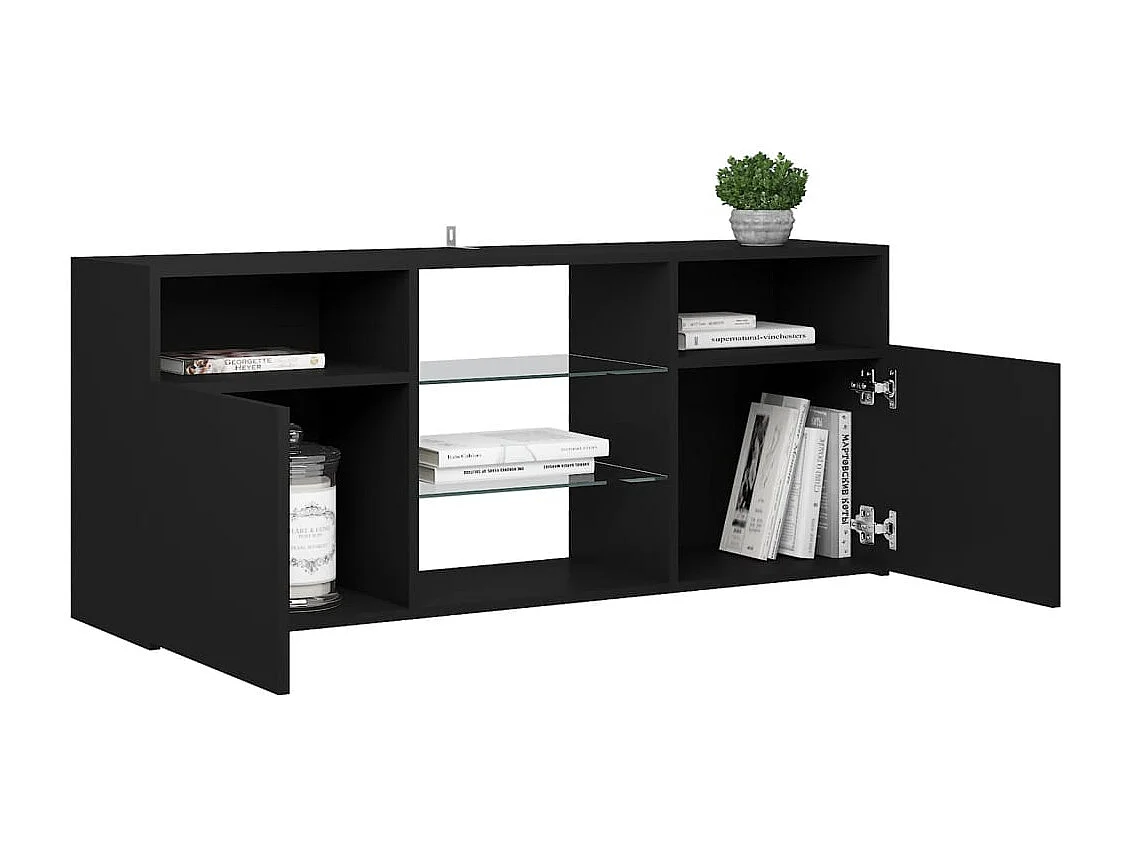 Webster City  Meuble TV avec lumières LED noir 120x30x50 cm