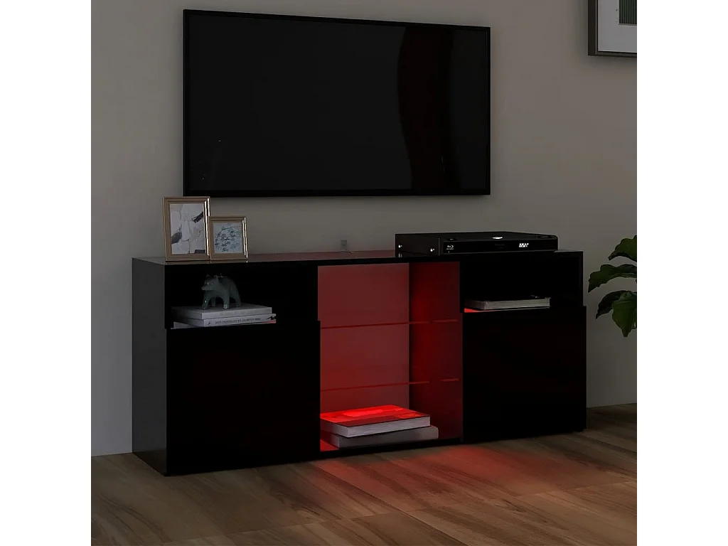 Webster City  Meuble TV avec lumières LED noir 120x30x50 cm