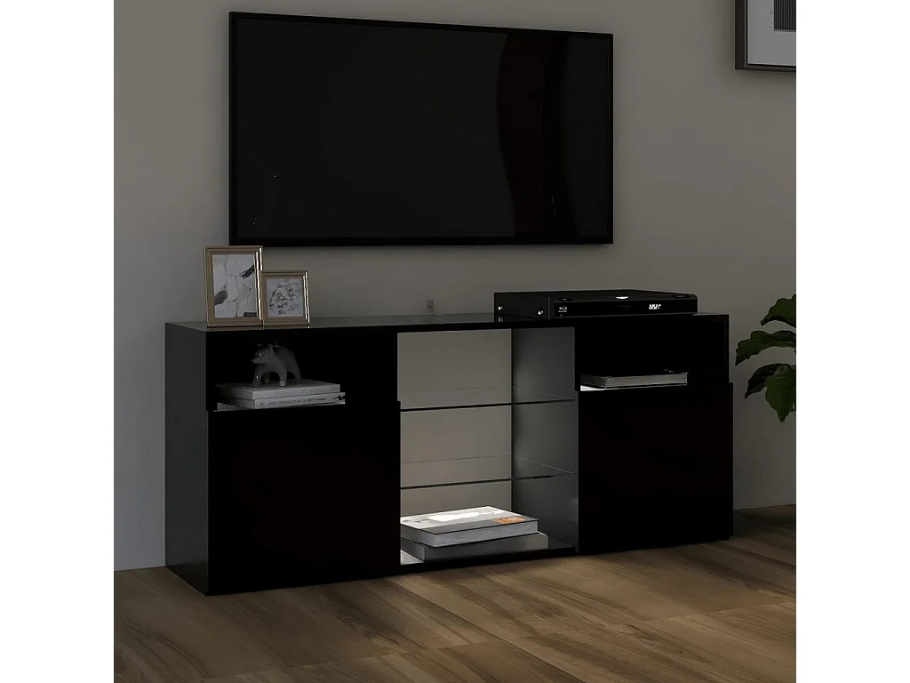 Webster City  Meuble TV avec lumières LED noir 120x30x50 cm