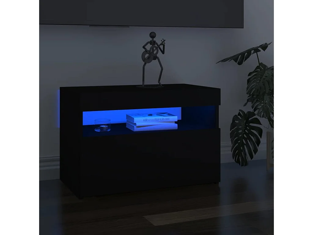Ilion  Meuble TV avec lumières LED noir 60x35x40 cm