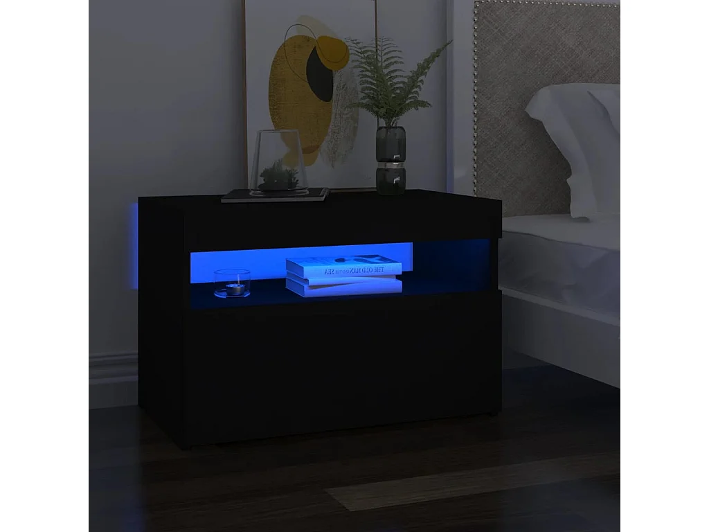 Ilion  Meuble TV avec lumières LED noir 60x35x40 cm