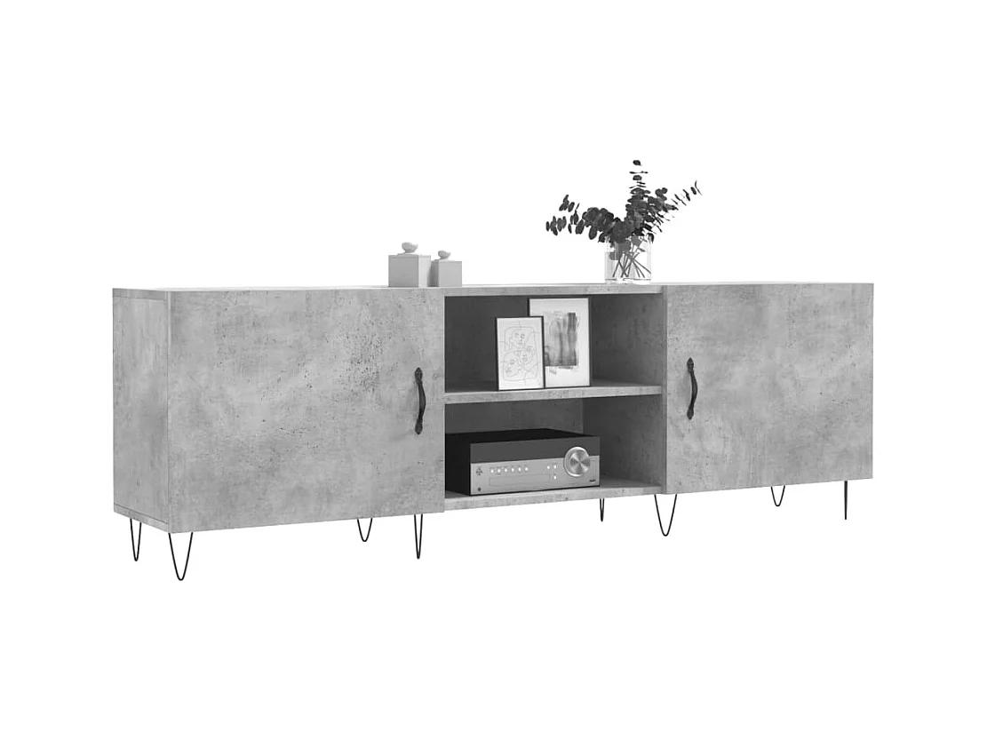 Rivka  Meuble TV gris béton 150x30x50 cm bois d'ingénierie