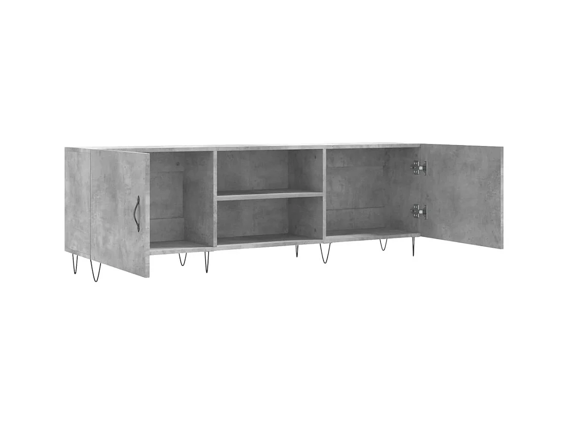 Rivka  Meuble TV gris béton 150x30x50 cm bois d'ingénierie