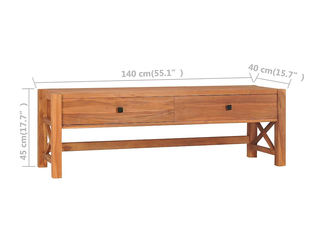 Mihra  Meuble TV 140x40x45 cm Bois de teck