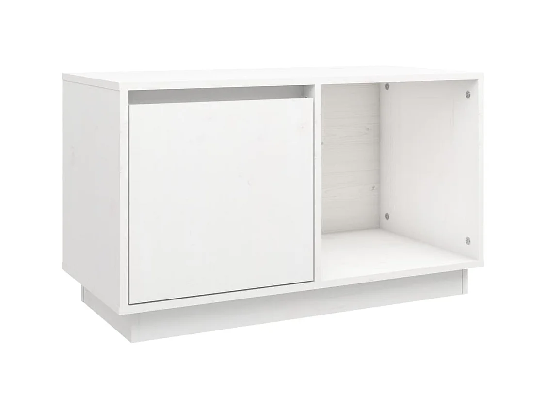 François-Paul  Meuble TV Blanc 74x35x44 cm Bois de pin massif