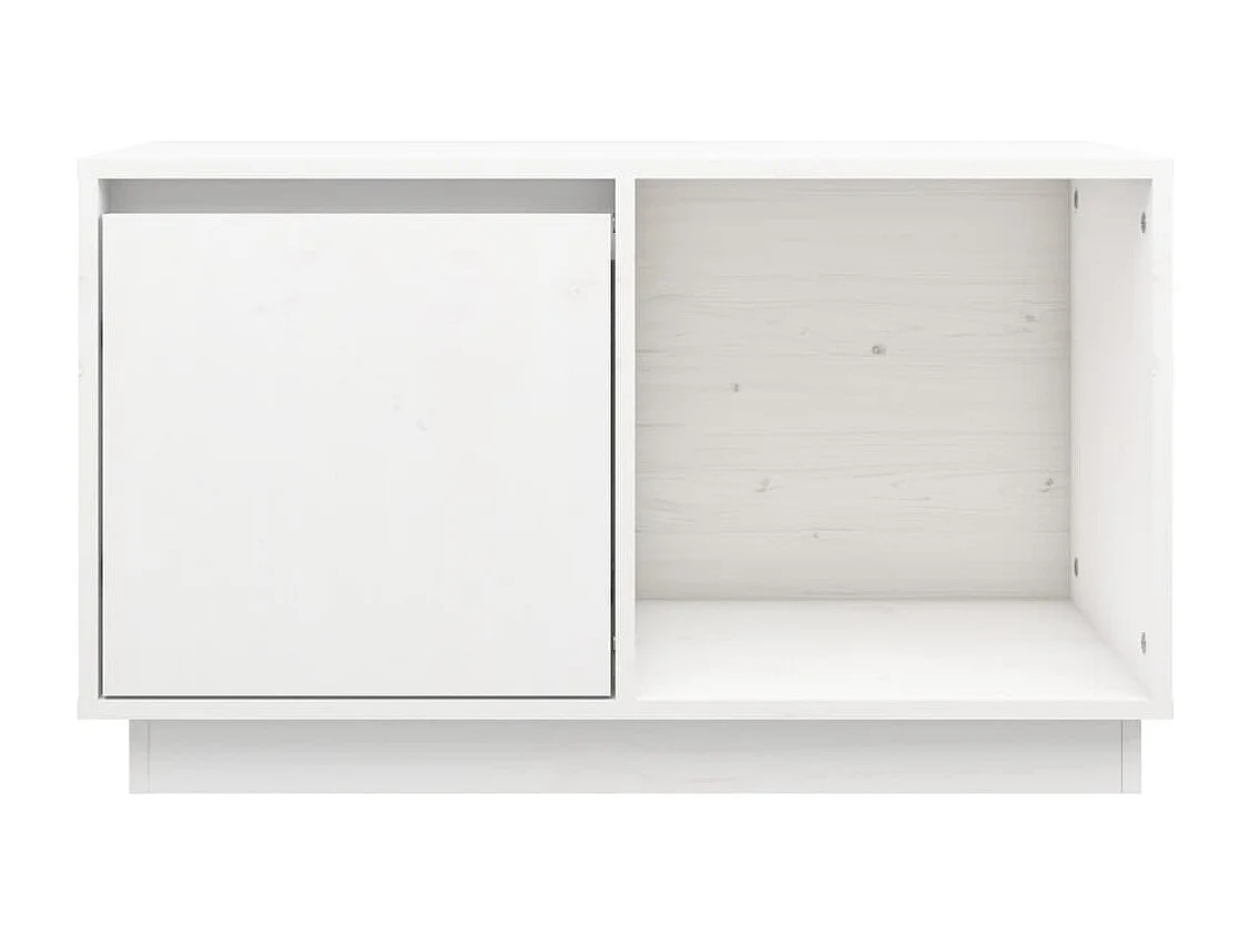 François-Paul  Meuble TV Blanc 74x35x44 cm Bois de pin massif