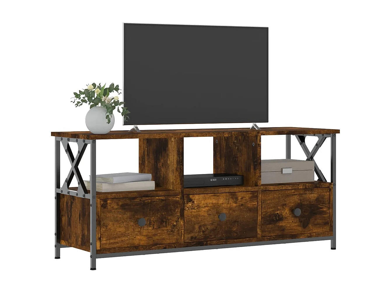 Sophie-Bernadette-Marie  Tv-meubel 102x33x45 cm bewerkt hout en ijzer gerookt eikenkleur