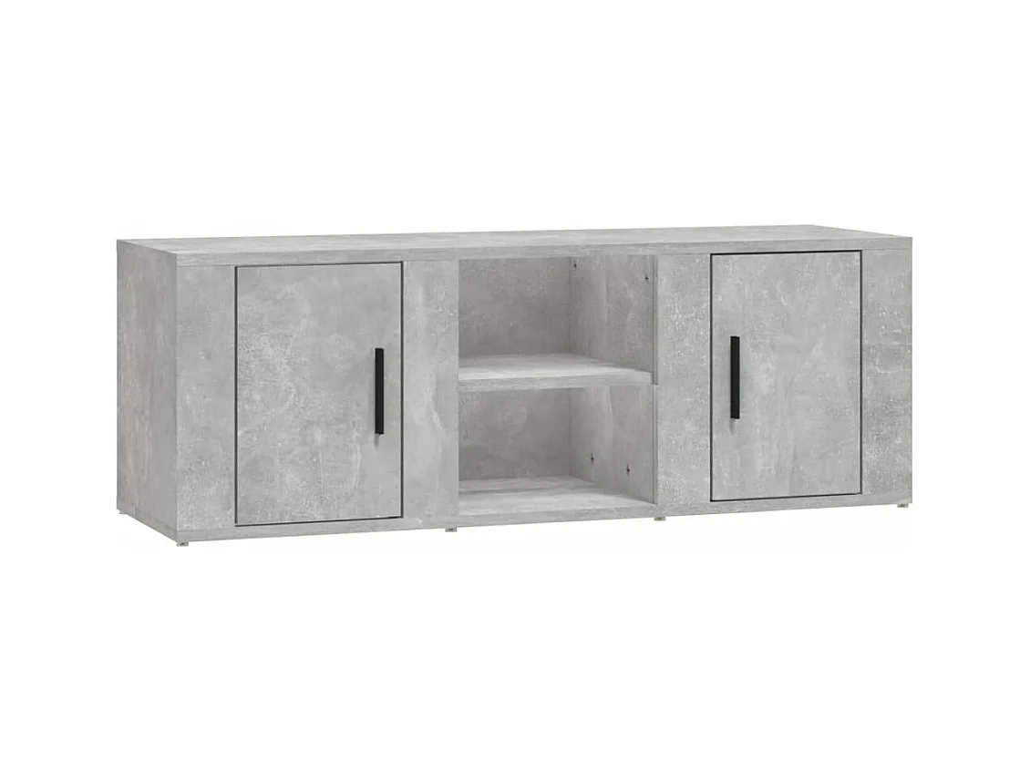 Hidran  Meuble TV Gris béton 100x31,5x35 cm Bois d'ingénierie
