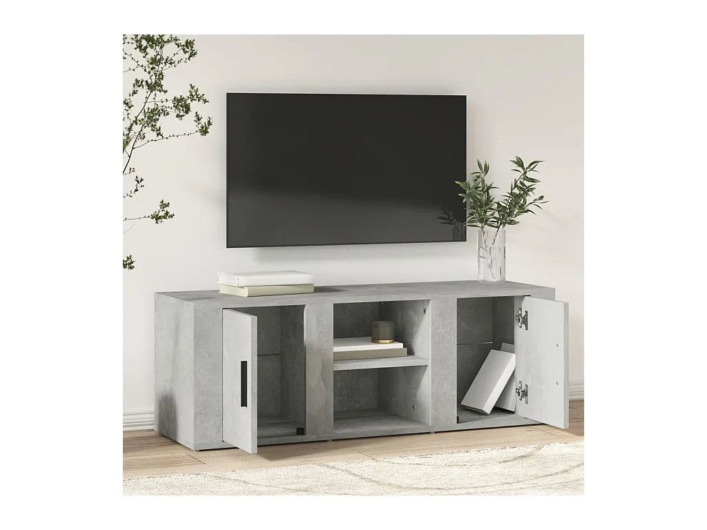 Hidran  Meuble TV Gris béton 100x31,5x35 cm Bois d'ingénierie