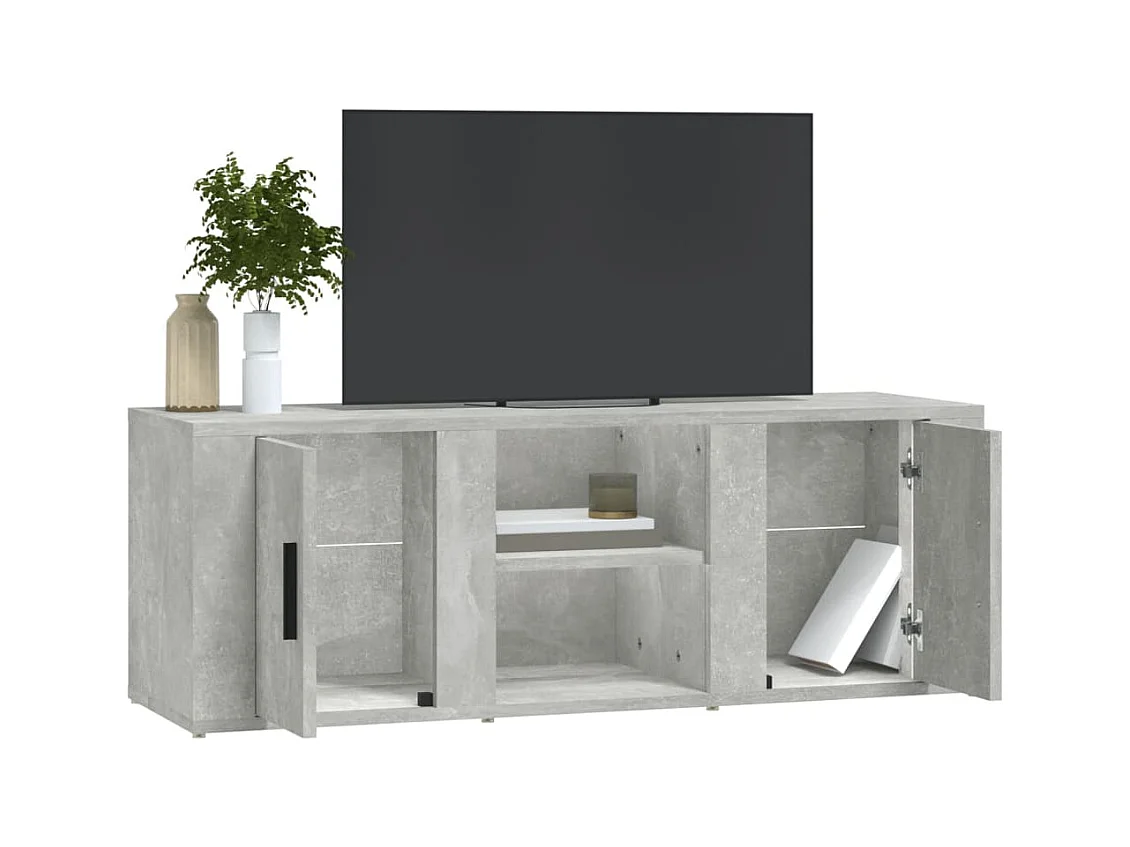 Hidran  Meuble TV Gris béton 100x31,5x35 cm Bois d'ingénierie