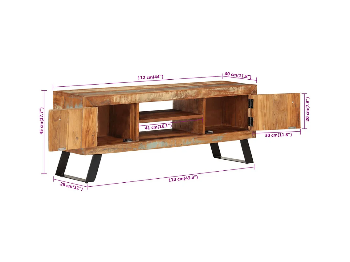 Jean-Paul-Alexis  Meuble TV 112x30x45 cm bois massif de récupération
