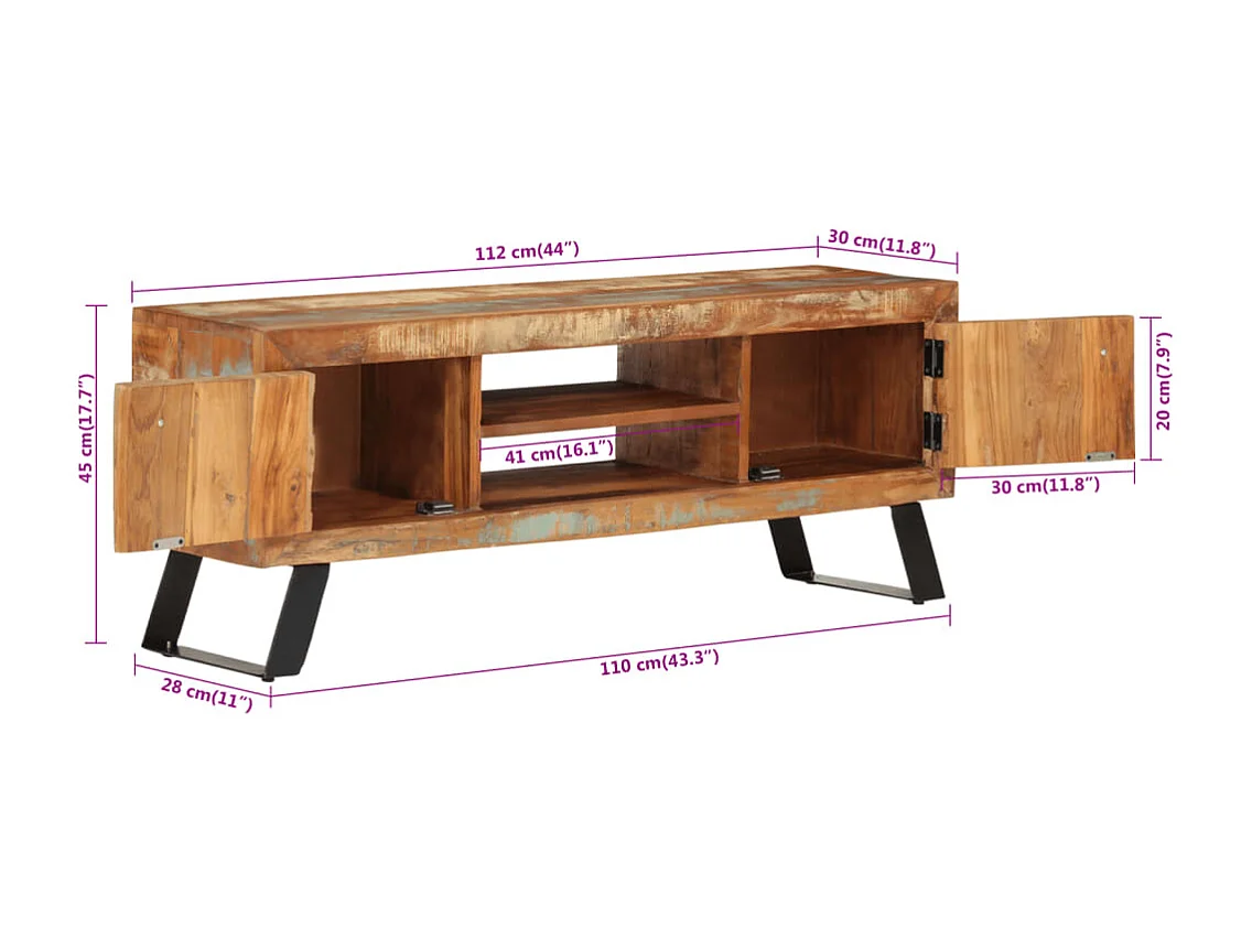 Jean-Paul-Alexis  Meuble TV 112x30x45 cm bois massif de récupération