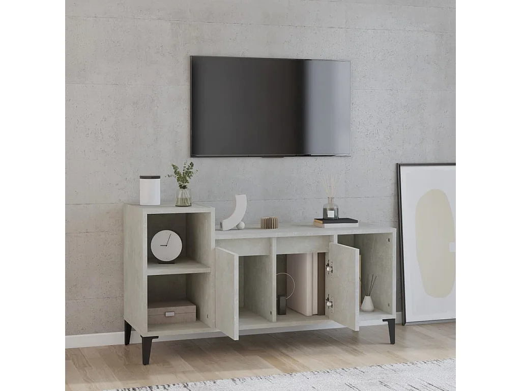 Fornir  Meuble TV Gris béton 100x35x55 cm Bois d'ingénierie