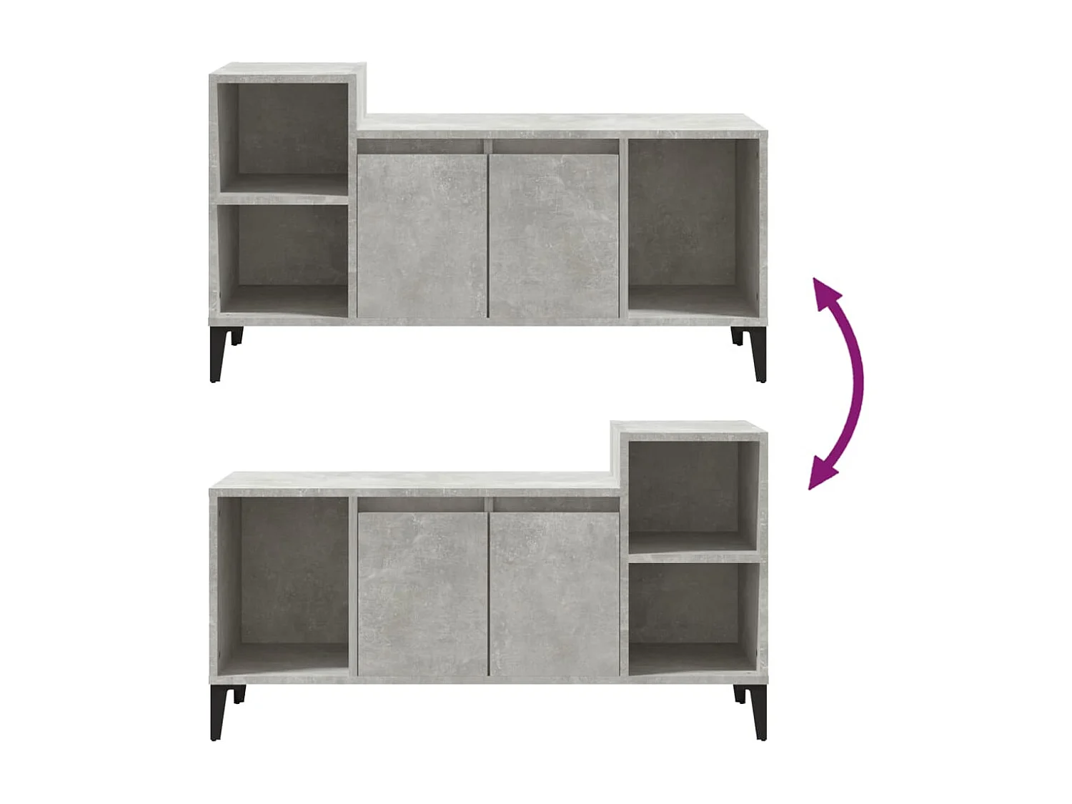 Fornir  Meuble TV Gris béton 100x35x55 cm Bois d'ingénierie