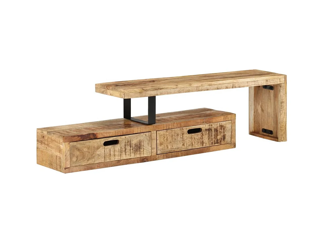 Philippe-René  Meuble TV (118-200) x 30 x 40 cm en bois massif de manguier