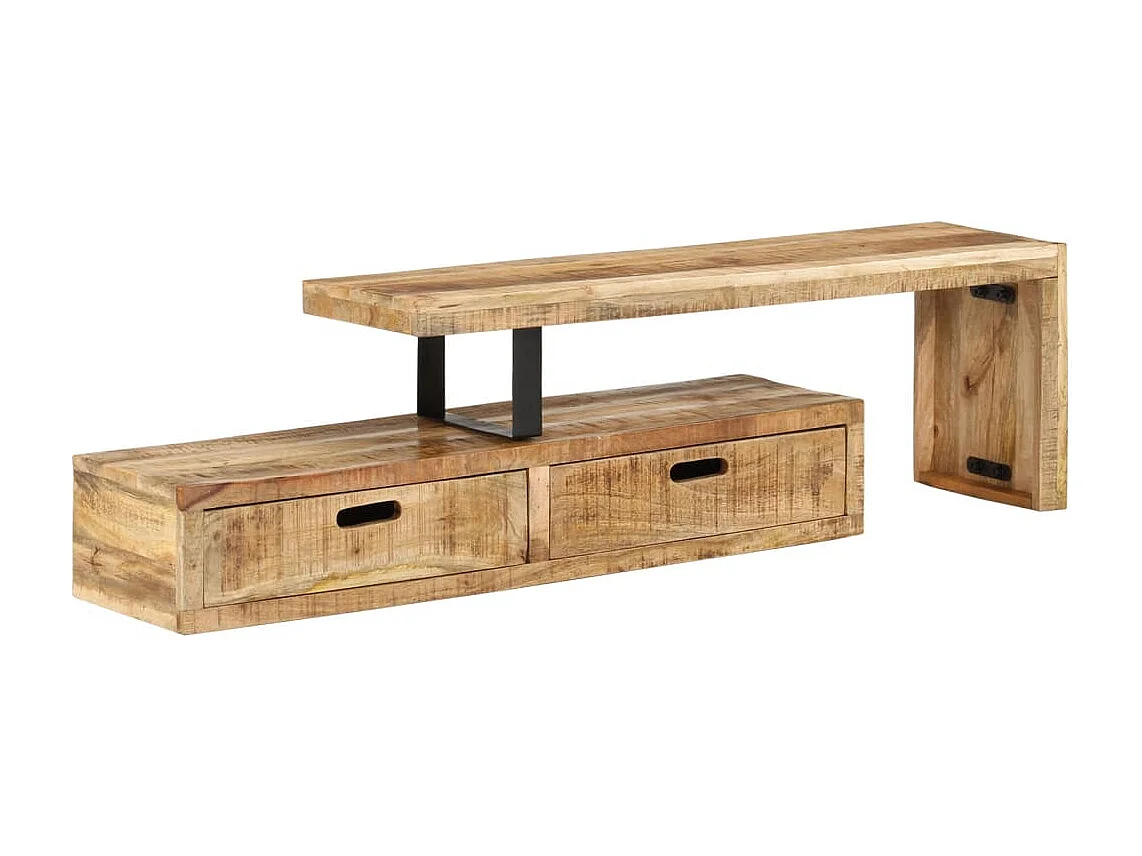 Philippe-René  Meuble TV (118-200) x 30 x 40 cm en bois massif de manguier