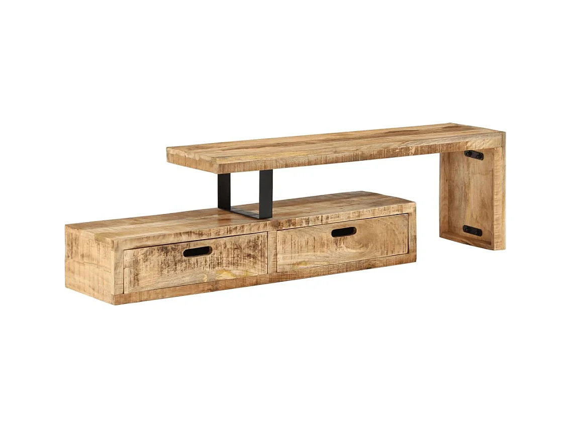 Philippe-René  Meuble TV (118-200) x 30 x 40 cm en bois massif de manguier