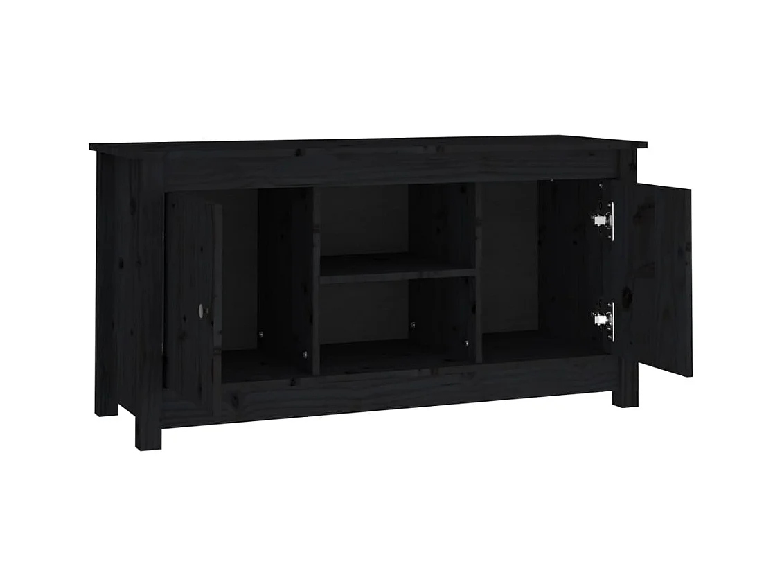 Mandy  Meuble TV Noir 103x36,5x52 cm Bois de pin massif