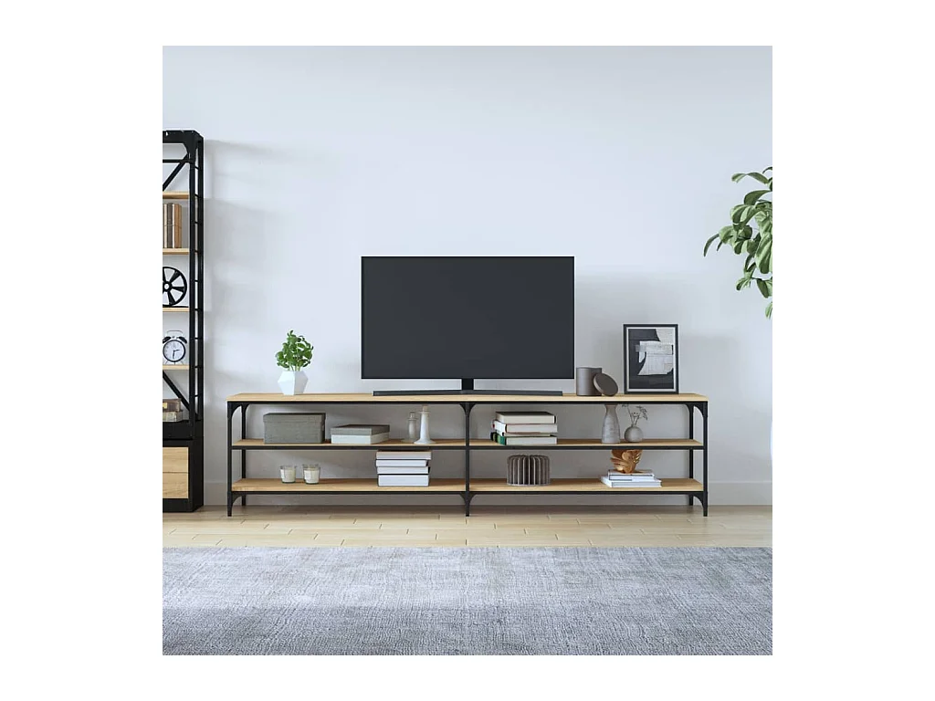 Chiloquin  Tv-meubel 200x30x50 cm bewerkt hout metaal sonoma eikenkleurig