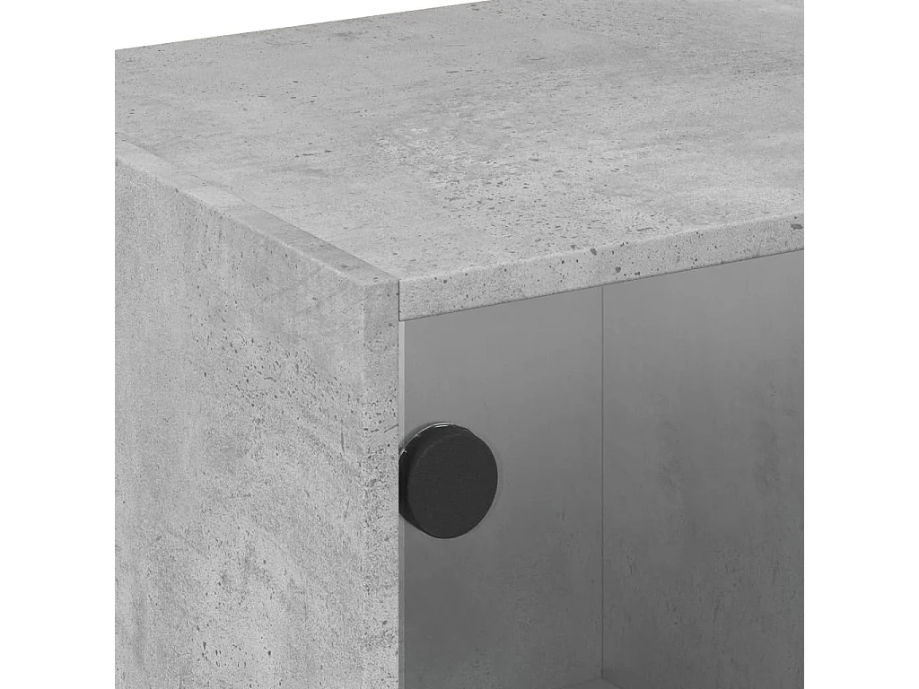 Fyrdir  Meuble TV avec portes en verre gris béton 102x37x42 cm