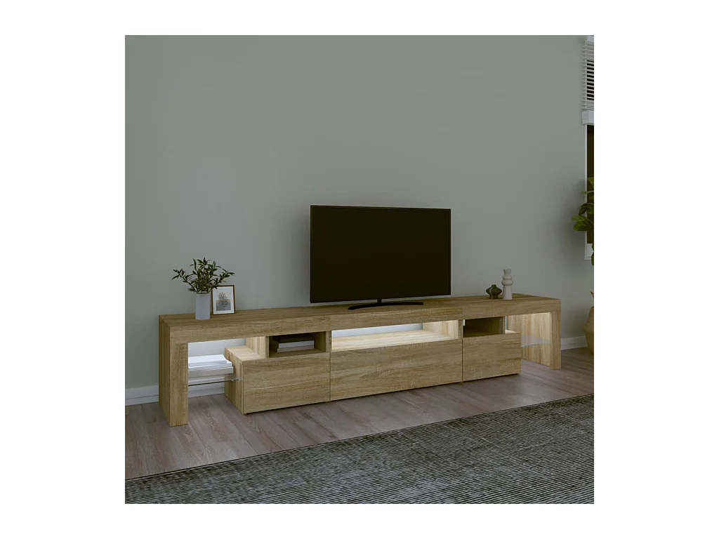 Tahlequah  Meuble TV avec lumières LED Chêne sonoma 215x36,5x40 cm