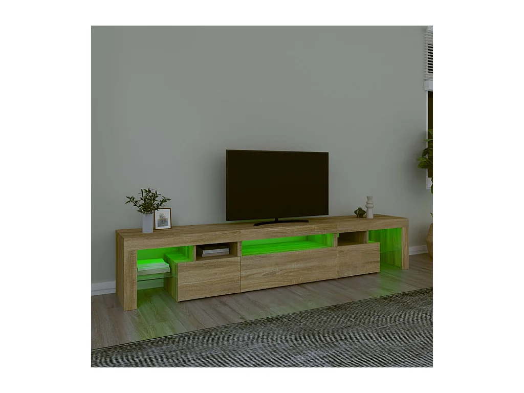 Tahlequah  Meuble TV avec lumières LED Chêne sonoma 215x36,5x40 cm