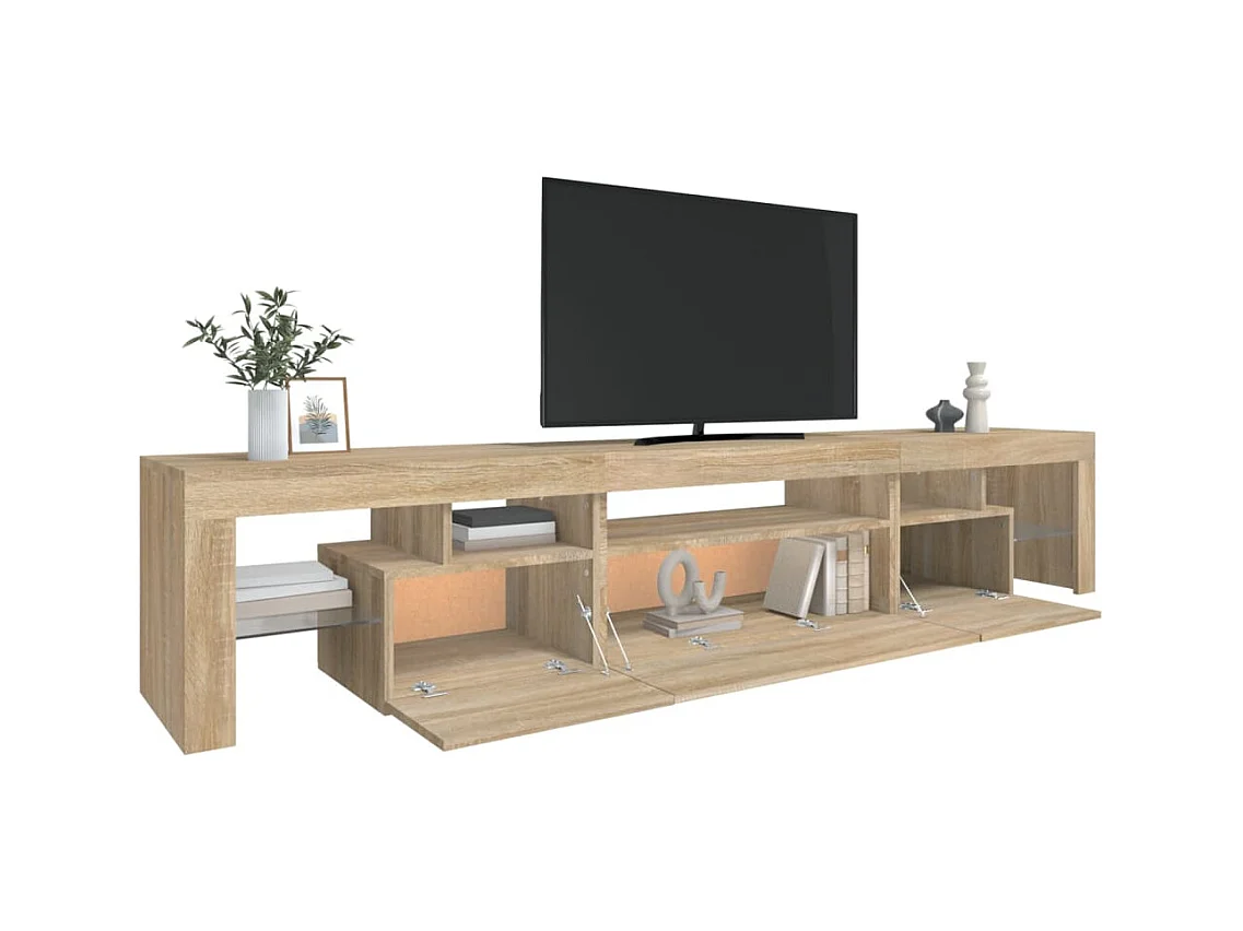 Tahlequah  Meuble TV avec lumières LED Chêne sonoma 215x36,5x40 cm