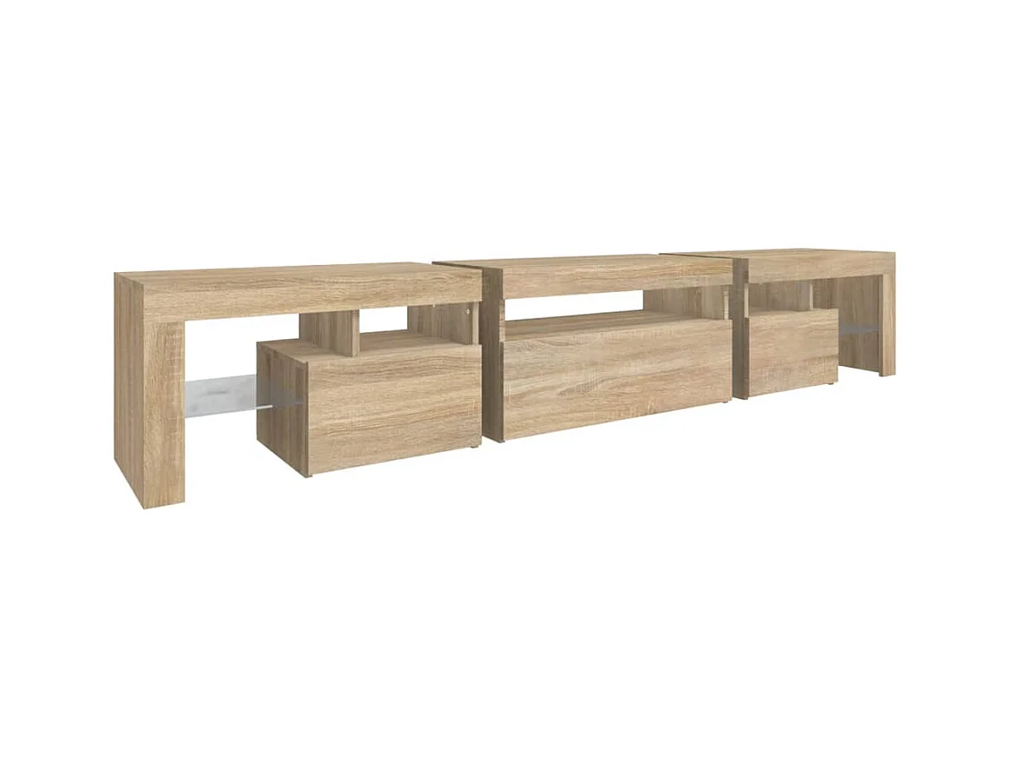 Tahlequah  Meuble TV avec lumières LED Chêne sonoma 215x36,5x40 cm