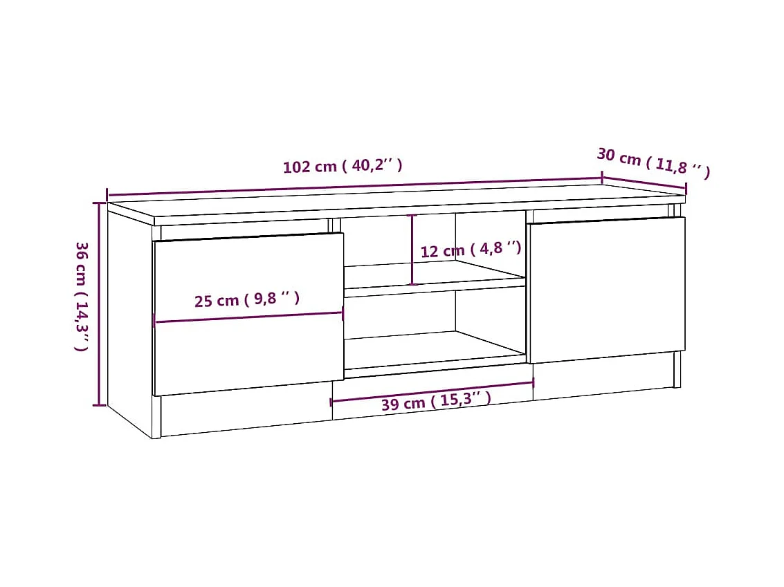 Eugene  Meuble TV avec porte Chêne sonoma 102x30x36 cm