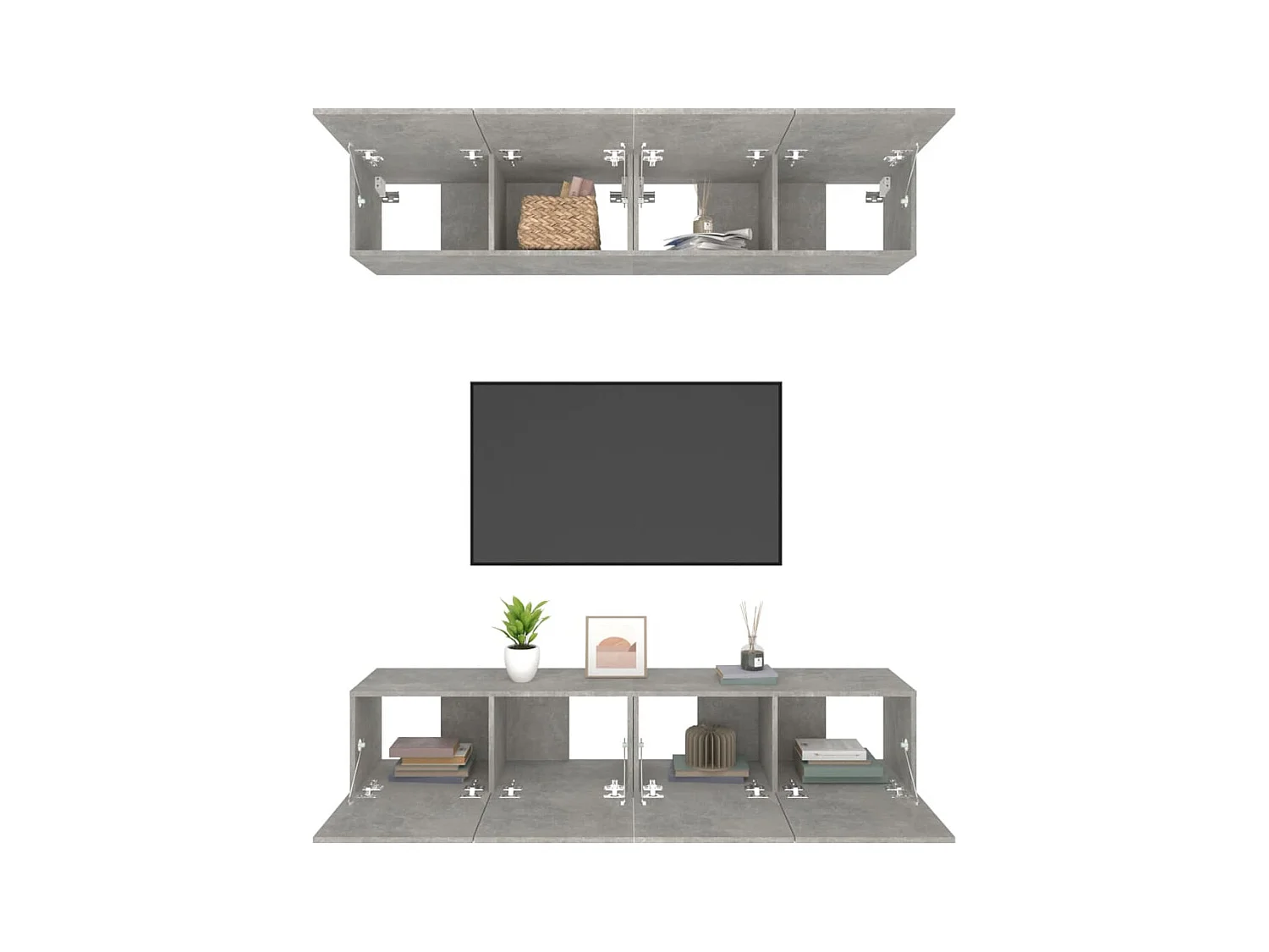 Assumption  Meubles TV 4 pcs gris béton 80x30x30 cm bois d'ingénierie