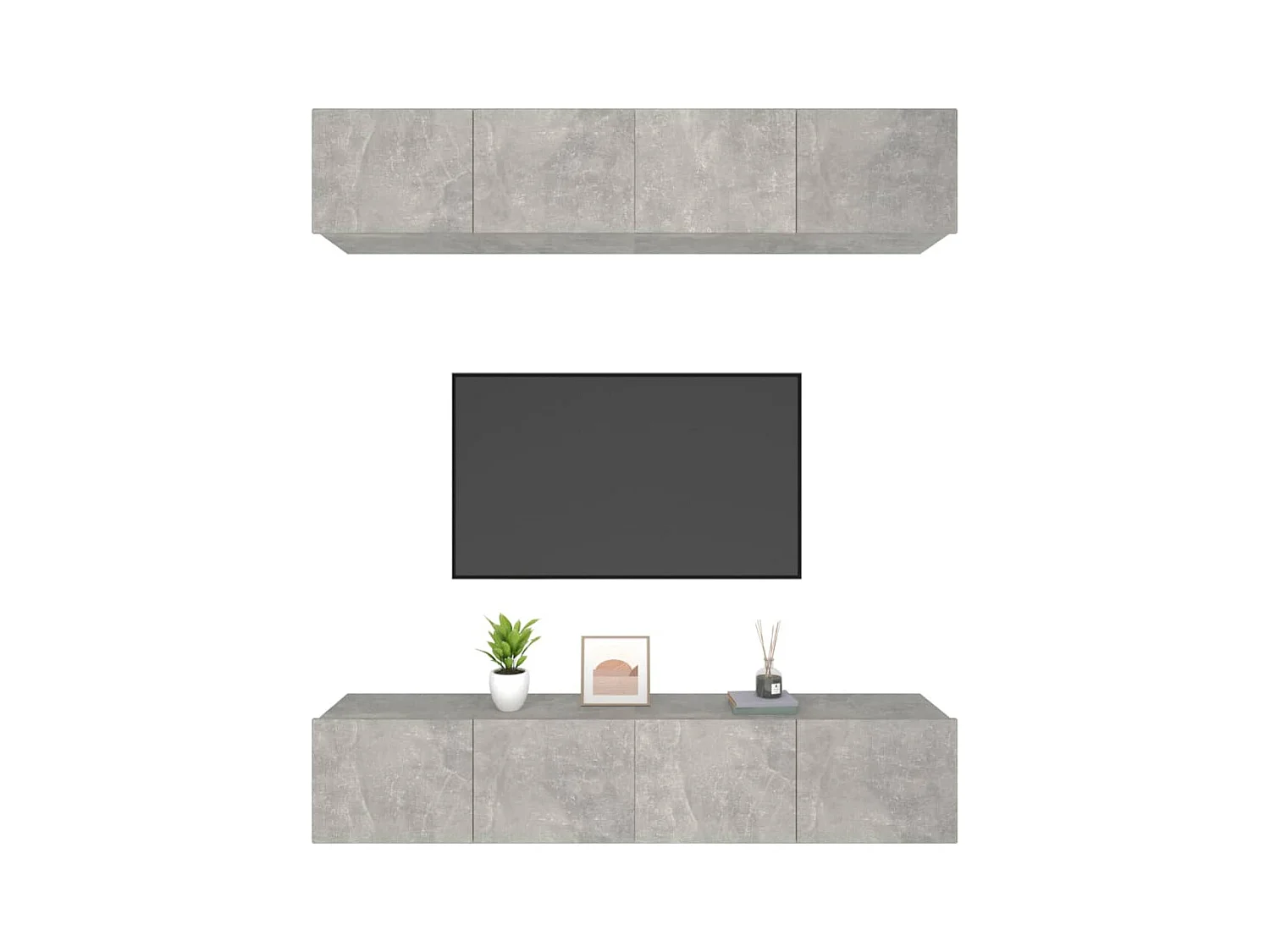 Assumption  Muebles TV 4 uds madera contrachapada gris hormigón 80x30x30 cm
