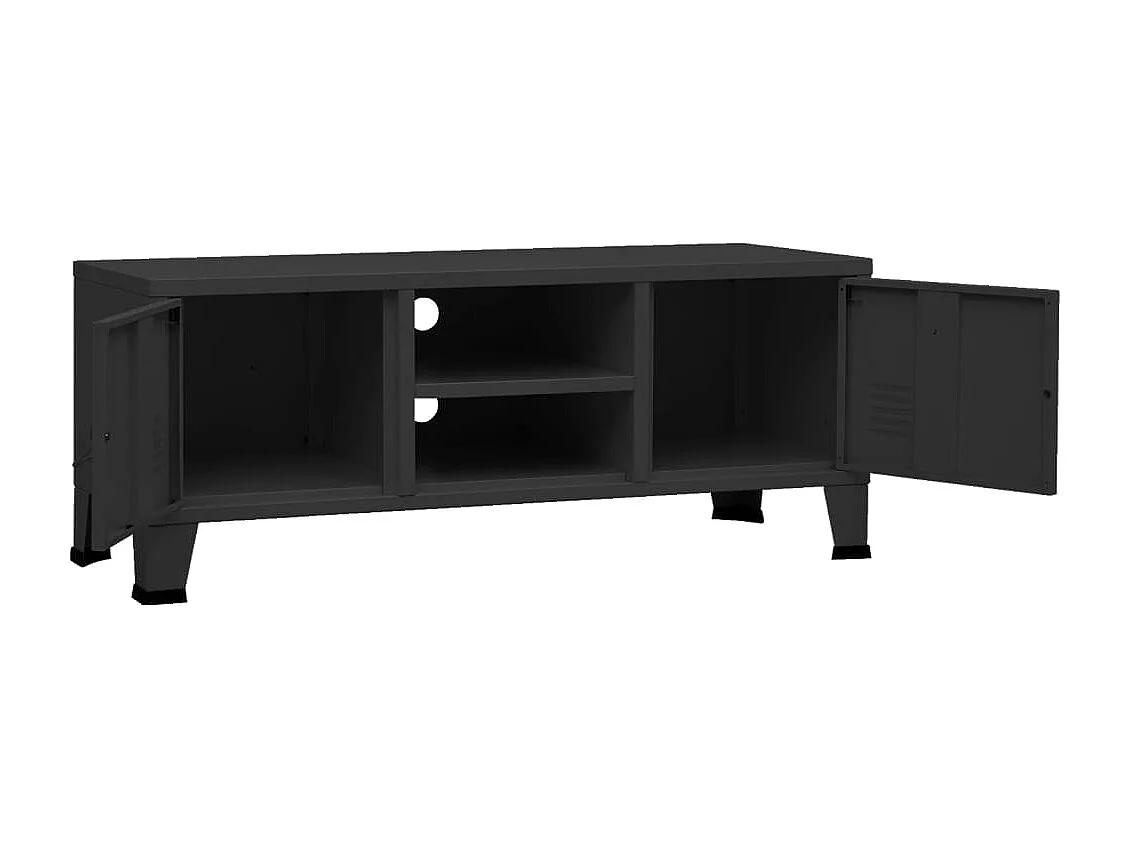 Timo  Meuble TV industriel Noir 105x35x42 cm Métal