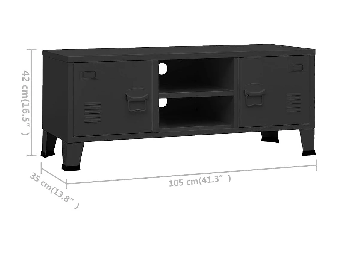 Timo  Meuble TV industriel Noir 105x35x42 cm Métal