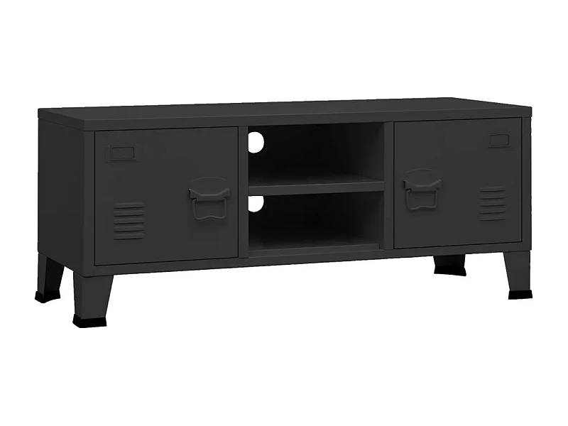 Timo  Meuble TV industriel Noir 105x35x42 cm Métal
