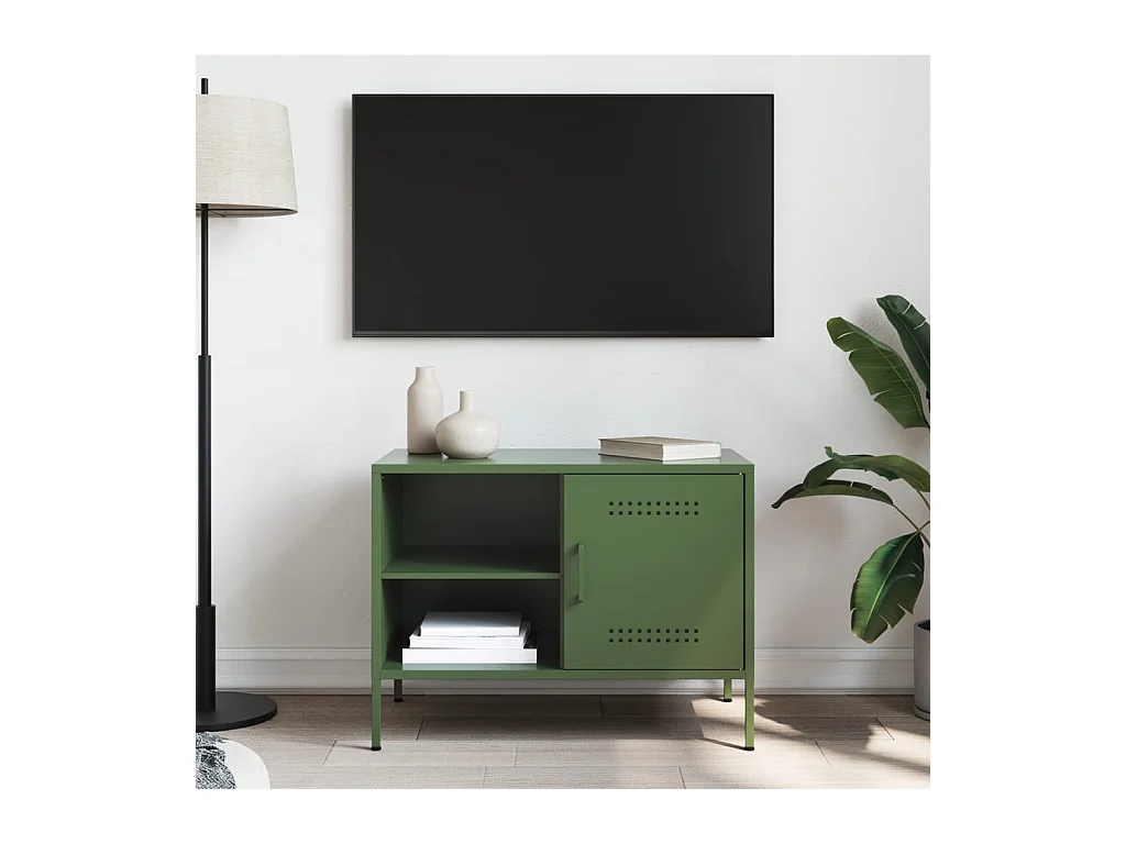 Neris  Meuble TV vert olive 68x39x50,5 cm acier