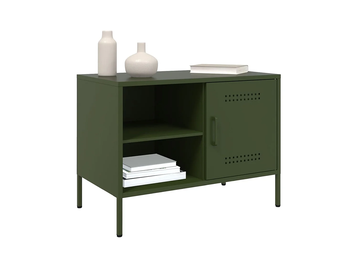 Neris  Meuble TV vert olive 68x39x50,5 cm acier