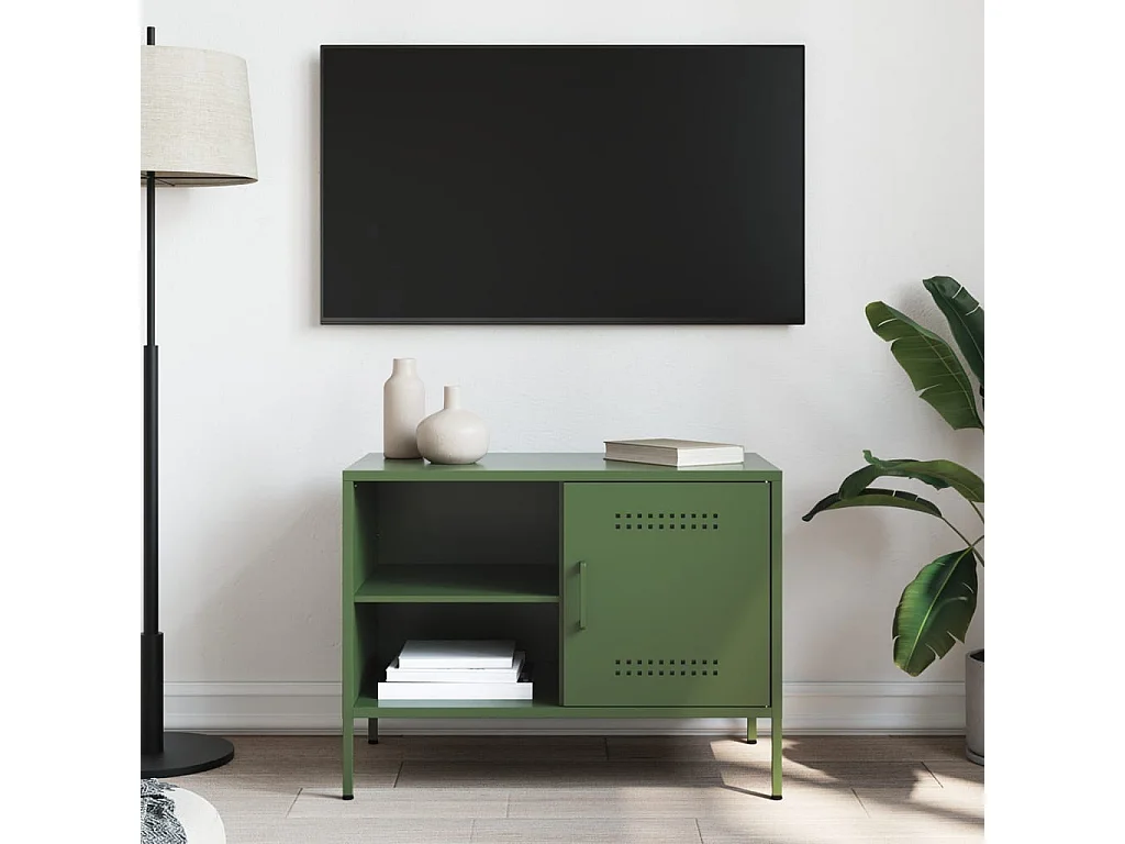Neris  Meuble TV vert olive 68x39x50,5 cm acier