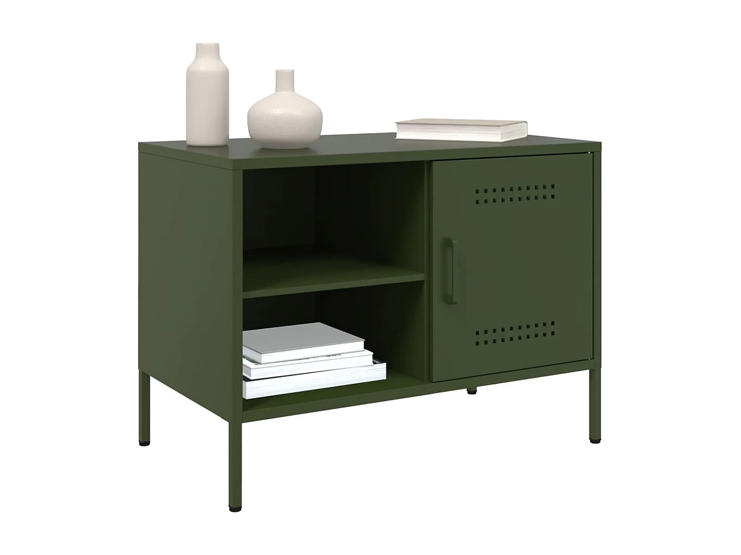 Neris  Meuble TV vert olive 68x39x50,5 cm acier