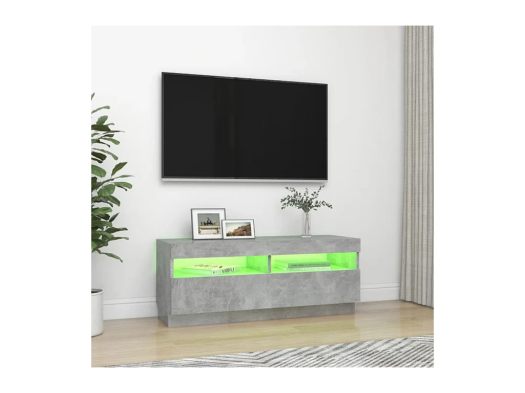 Roelant  Meuble TV avec lumières LED gris béton 100x35x40 cm