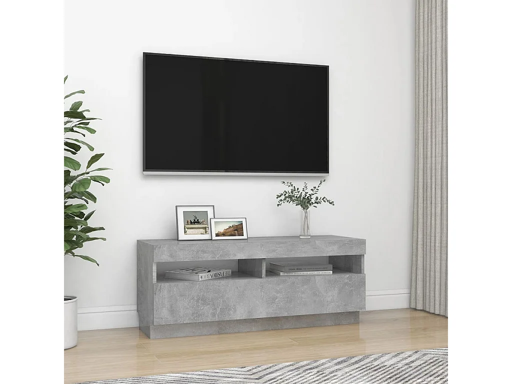 Roelant  Meuble TV avec lumières LED gris béton 100x35x40 cm