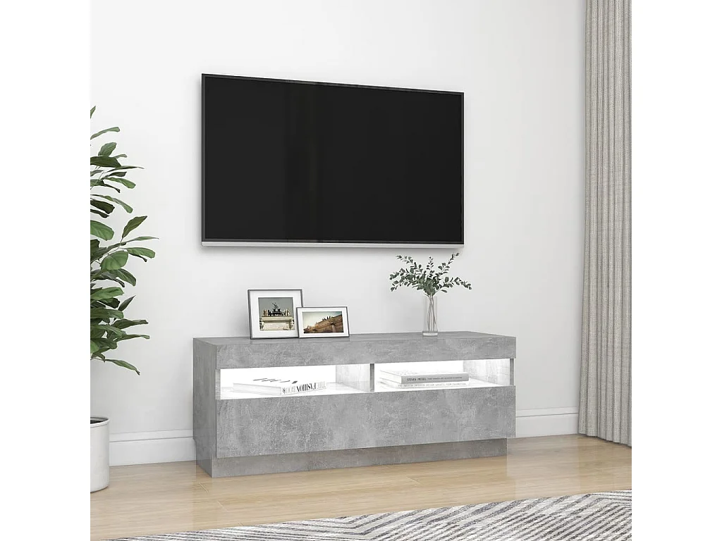 Roelant  Meuble TV avec lumières LED gris béton 100x35x40 cm