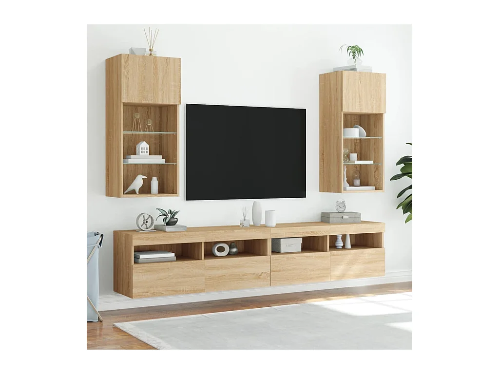 Almar  Meubles TV avec lumières LED 2 pcs chêne sonoma 40,5x30x90 cm