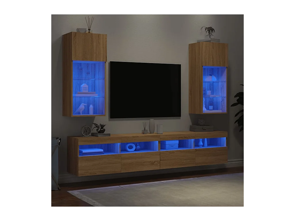 Almar  Meubles TV avec lumières LED 2 pcs chêne sonoma 40,5x30x90 cm
