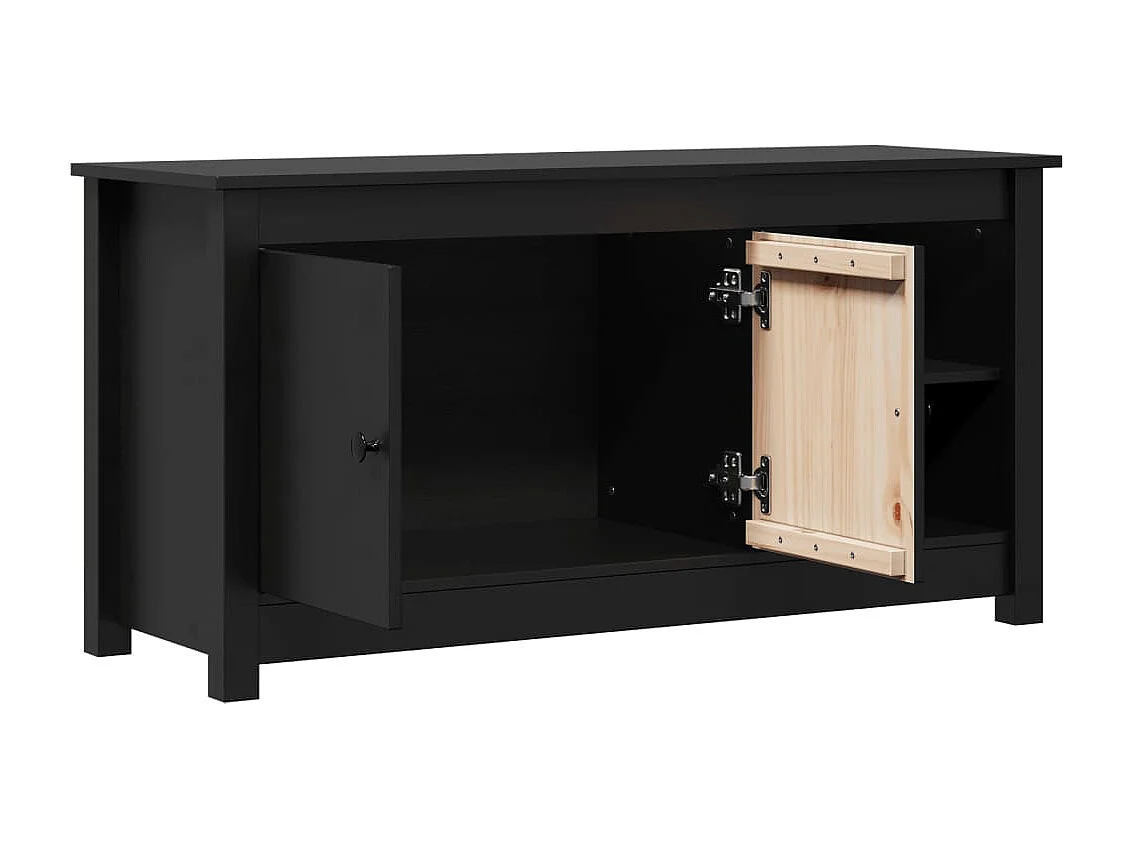 Clinton Corners  Meuble TV Noir 103x36,5x52 cm Bois de pin massif
