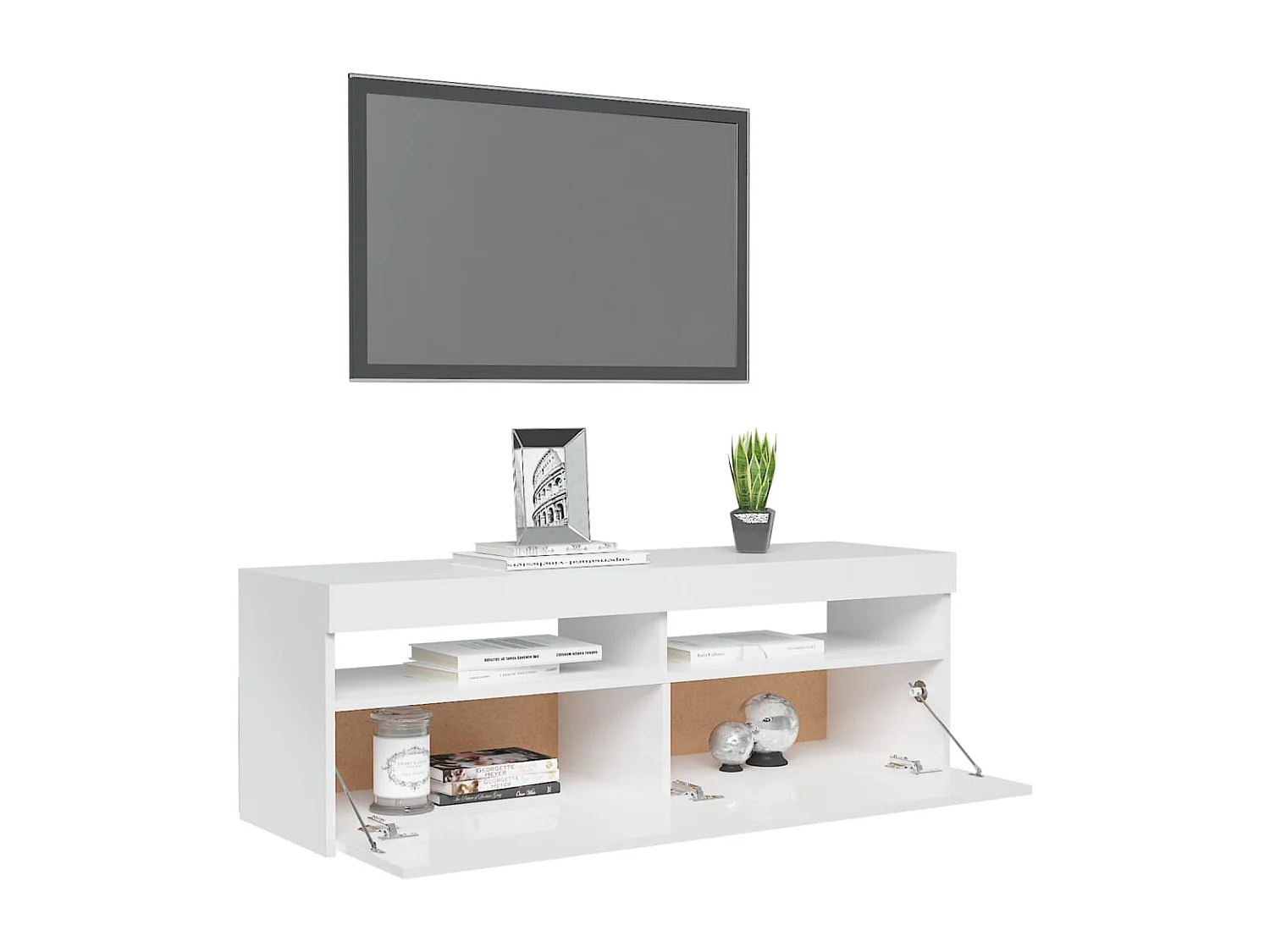 Ilion  Tv-meubel met LED-verlichting 120x35x40 cm hoogglans wit
