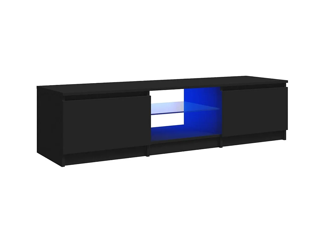 Vasil  Meuble TV avec lumières LED noir 140x40x36 cm