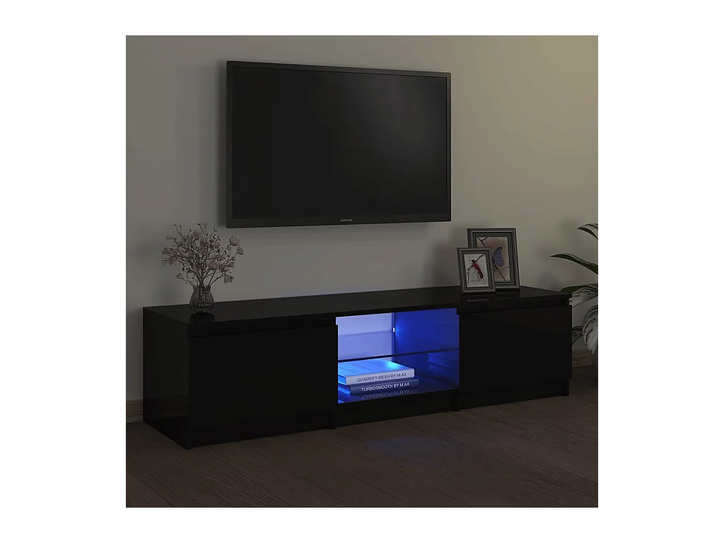Vasil  Meuble TV avec lumières LED noir 140x40x36 cm