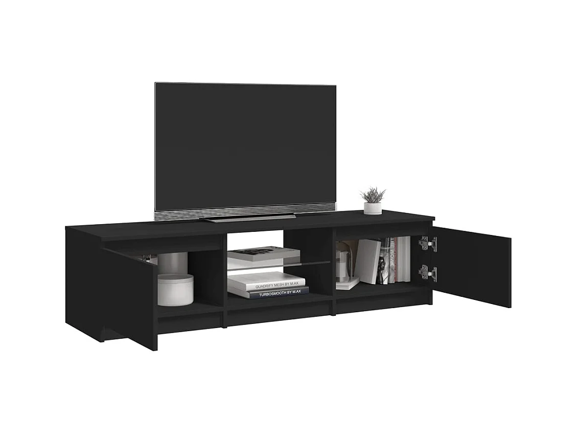 Vasil  Meuble TV avec lumières LED noir 140x40x36 cm